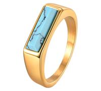 Iuhtrb Anillos ajustables de turquesa natural con ajuste seguro de garras, sofisticado acero inoxidable 316L para uso diario. Tamaños de protección de piedras preciosas, talla única, como se describe