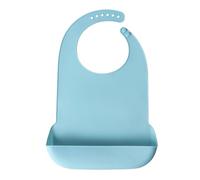 Iuhtrb Babero de silicona de grado alimenticio para adultos con parte colectora de alimentos, delantal de alimentación de ancianos, cubierta de silicona para la hora de la comida, azul claro, Talla