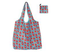 Iuhtrb Bolsa de la compra plegable reutilizable y elegante y práctica con gran capacidad, ligera para comestibles, plegable, almacenamiento de alimentos, bolsa de comestibles, Azul claro Watermelo