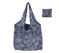 Iuhtrb Bolsa de la compra plegable reutilizable y elegante y práctica con gran capacidad, ligera para comestibles, plegable, almacenamiento de alimentos, bolsa de comestibles, Azul marino y blanco