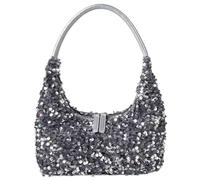 Iuhtrb Bolso de mano pequeño con lentejuelas brillantes adornadas para mujer, multiuso, para las axilas, bolso de hombro con cremallera, bolso elegante para mujer, Silver, One Size