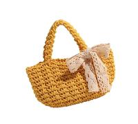Iuhtrb Bolso de mano tejido a mano para mujer, bolso de mano, bolsa de paja para verano, playa, vacaciones, casual, bolsa de paja, regalos, bolsas tejidas a mano para mujer, Amarillo, One Size
