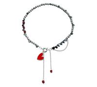 Iuhtrb Collar brillante con cuentas de empalme de aleación de corazón, joyería multifuncional para añadir capas de encanto, joyería de cadena de amor