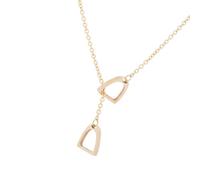 Iuhtrb Collar de estribos de caballo doble, collar único de estribos de caballo, delicado adorno de cuello de herradura para amantes, dije de la suerte, 1, Acero inoxidable, No es una piedra preciosa