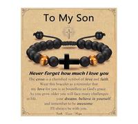 Iuhtrb Cruces de cuero ajustables para niños, bautizo, primera comunión, regalo para hijo, ahijado, nieto, sobrino, cordón hecho a mano, talla única, como se describe