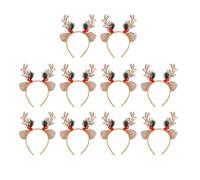 Iuhtrb Diadema de cuernos de reno, portátil, cuernos de reno, tocados temáticos de Navidad para vacaciones, divertido tocado con dije de campanas