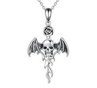 Iuhtrb Elegante collar de calavera alada, joyería gótica punk, para disfraces de Halloween, amantes de la vanguardia, cadena de clavícula, collar único con alas de calavera