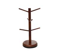 Iuhtrb Estante de exhibición de tazas de madera con varillas para colgar, soporte de madera para tazas, diseños de árboles, organizadores colgantes, estantes de almacenamiento de cocina, soporte de