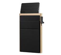 Iuhtrb Funda resistente para tarjetas con ranuras ajustables, 8 organizadores de aluminio de capacidad para viajes de negocios, mecanismo deslizante lateral, protector de tarjetas, dorado negro