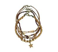 Iuhtrb Joyería de muñeca moderna con cuentas vintage para mujer, cordón trenzado ajustable, textura geométrica, para cualquier ocasión, cadena trenzada hecha a mano para uso diario