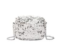 Iuhtrb Sofisticado bolso de noche para mujer con adornos de lentejuelas, elegante bolso cruzado para boda, fiesta, correa ajustable, Silver, One Size