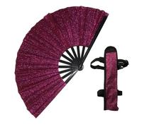 Iuhtrb Ventilador con purpurina fácil de llevar, plegable, con bolsa de transporte y correa, fácil de almacenar para fiestas y bailes