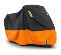 IUHYGUHGTFS Fundas Motos para Harley Davidson Softail Fat Boy 2000-2026, Cubre Moto con Gujeros de Bloqueo Protector Viento Antipolvo UV Exterior Protector Accesorios,C/Black-Orange-XXL