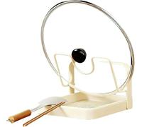 IUIUI Kitchen Pot Lid Storage Rack, 304 Stainless Steel Multifunctional Holder and Spoon Rest, Pot Lid Holder Rack While Cooking Organizer for Countertop, with Removable Drip Tray(White,1-Layer)