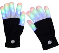 IUIUI LED Rave Glove, 7 Colors Light Show Light up Finger Gloves for Gloving, Lighting Flashing Mittens for adults(Black-2)