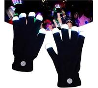 IUIUI LED Rave Glove, 7 Colors Light Show Light up Finger Gloves for Gloving, Lighting Flashing Mittens for adults(Black-1)