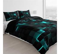 IUIUI Seasonal Tech Feel Bedding Digital Print, 3PCS Outer Space Bedding Set, Full Size Light Geometric Comforter Sets, Geometry Honeycomb Bed Soft Stylish Comforter for All Season(Light Blue,Twin)