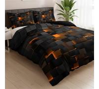 IUIUI Seasonal Tech Feel Bedding Digital Print, 3PCS Outer Space Bedding Set, Full Size Light Geometric Comforter Sets, Geometry Honeycomb Bed Soft Stylish Comforter for All Season(Orange,Full)