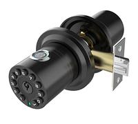 iuknob Pomo de puerta de huellas dactilares con teclado y llave, cerradura digital biométrica inteligente con programación de navegación por voz, mango electrónico de zinc combinado para puertas