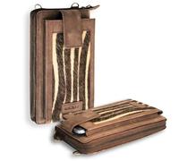 iulius Cartera Bandolera de Cuero Auténtico Unisex | Bolso Cruzado para Móvil Hasta 7” | Tarjetero, Billetero y Monedero con Cremallera | Correa Ajustable (Marrón y Cebra)