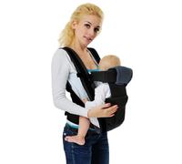 IULONEE Mochila Portabebé Ergonómica Manos Libres Multifunción para Recién Nacidos, Fular Portabebés Elastico (Negro)