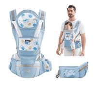 IULONEE Mochila Portabebé Ergonómica Marsupio Bebé Mochila Portabebes Multifunción Portabebes Recien Nacido Portabebé Ergonómico Con Asiento Fular Porteo Bebe Perfecto Para Ir De Compras (Azul)