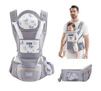 IULONEE Mochila Portabebé Ergonómica Marsupio Bebé Mochila Portabebes Multifunción Portabebes Recien Nacido Portabebé Ergonómico Con Asiento Fular Porteo Bebe Perfecto Para Ir De Compras (Gris)