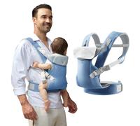 IULONEE Mochila Portabebes para Niños Multifunción Porteo para Bebés Delantera y Trasera Baby Carrier Wrap Ergonómicas Portabebés Recien Nacido Ajustable Porteo Bebe Niños de 3-36 Meses (Azul Cielo)