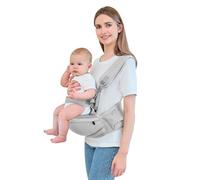 IULONEE Multifuncional Portabebé Asiento De Cadera Portabebés Ergonómico Portador De Bebé Hipseat Portador De Bebe Ergonomico Taburete De Cintura Portabebes Asiento De Cadera Para Bebé (Gris)