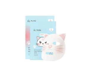 IUNIK Beta-Glucan - Mascarilla hidratante para niños, beta-glucano y 5 tipos de ácido hialurónico en forma de gato, mascarilla vegana para hidratación suave y cuidado de la barrera, cuidado de la piel