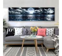 IUNTWEIE Imágenes de cielo nubes paisaje naturaleza moderno lienzo grande 1 pieza, arte decorativo para salón, dormitorio, decoración de pared, mar, luna, noche, sin marco (B,50x150cm)