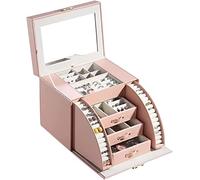 IUokLU Caja De Almacenamiento De Joyería Grande Multicapa con Luces Intermitentes,Cajón De Cuero Sintético para Pendientes Y Anillos.