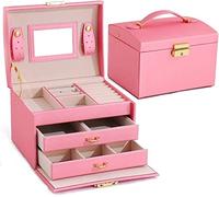 IUokLU Caja Organizadora De Joyas De 3 Capas con Luces Intermitentes,Gran Capacidad,Expositor para Pendientes,Anillos Y Pulseras,Estuche De Almacenamiento para Mujer con Doble Cajón.