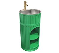 IUokLU Conjunto De Tocador De Estilo Industrial con Acabado En Hierro Forjado,Lavabo Y Mueble De Baño con Soporte Independiente Extraíble Y Armario De Baño Independiente Co(Verde - Sin Espejo)