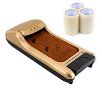 IUokLU Dispensador automático de fundas de zapatos con 3 rollos de película para el hogar, oficina, supermercado, fábrica, protege suelos y zapatos de la suciedad y los daños (dorado)
