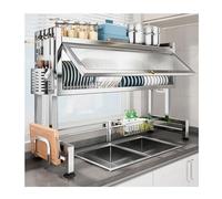 IUokLU Escurreplatos Oversink De Acero Inoxidable 304 para Cocina con Soporte para Utensilios,Solución De Almacenamiento para Encimeras,Compatible con La Mayoría De (Plata-65X28X80Cm)
