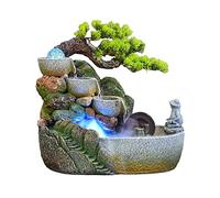 IUokLU Fuente De Mesa para Interiores,Fuente De Escritorio,Cascada,Meditación Zen,Cascada Interior con Bomba Automática,Árboles Artificiales Y Cascada Iluminada para Decoración De Es