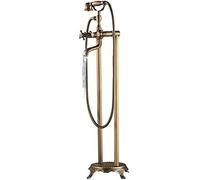 IUokLU Grifo de bañera con Doble manija de cerámica Grifo de Lavabo Independiente Juego de Ducha con Patas de Garra para baño montado en el Suelo con Ducha de Mano,Latón Antiguo a