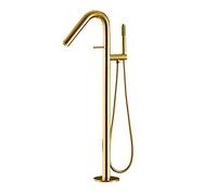 IUokLU Grifo de bañera Independiente contemporáneo con Agua fría y Caliente Juego de Grifo de bañera de latón grifos mezcladores de Ducha de bañera de una Sola,Oro de Titanio