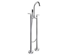 IUokLU Grifo de bañera Independiente Cromado Juego de llenado de bañera para Suelo Grifo Mezclador de Ducha Multifuncional de Doble manija con Ducha de Mano,