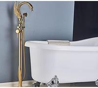 IUokLU Grifo de bañera Independiente de Bronce Negro para baño Ducha de Mano de latón Grifo Mezclador de bañera de una Sola manija Juego de bañera montado en el,Oro a