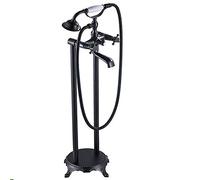 IUokLU Grifo de bañera Independiente de latón Antiguo Juego de llenado de bañera montado en el Suelo grifos mezcladores de Ducha de baño de Doble manija,Bronce Negro B