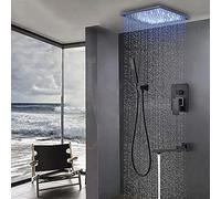 IUokLU Grifo de baño de Bronce Negro con Ducha de Lluvia Grifo de baño montado en el Techo Grifo Mezclador para Ducha de bañera Juego de Ducha de 10 Pulgadas y 8,16 Pulgadas