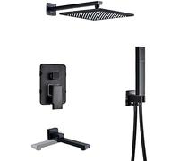 IUokLU Grifo de Ducha de baño de Pared Juego de Ducha de latón Grifo Mezclador de Ducha de Lluvia Grifo de Ducha de baño de Bronce Negro válvula mezcladora de,Ducha de 12 Pulgadas C