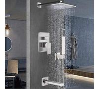 IUokLU Grifo Mezclador de Ducha de níquel Cepillado Juego de Ducha de baño Grifo Monomando de 3 vías válvula mezcladora caño de baño de latón con Cabezal de Ducha,