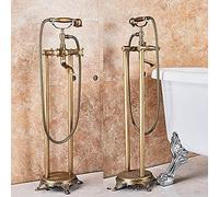 IUokLU Juego de Grifo de Ducha de bañera de latón Antiguo Ducha de Mano de latón Grifo Mezclador de Dos perillas Mezclador Giratorio Grifo de Ducha de pie,