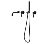 IUokLU Juego de Grifo de Ducha de Pared Cabezal de Ducha grifos de baño mezcladores de Ducha LED Dorados cepillados Grifo Giratorio de 360 Grados Mezclador de,Negro-A