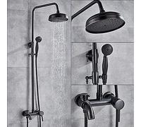 IUokLU Juego de grifos de Ducha de Lluvia cromados Sistema de Ducha de baño de Pared Grifo Mezclador Monomando de 3 vías mezcladores de Ducha de baño Bronce Negro,Bronce Negro B