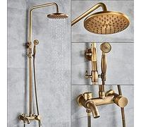 IUokLU Juego de grifos de Ducha de Lluvia cromados Sistema de Ducha de baño de Pared Grifo Mezclador Monomando de 3 vías mezcladores de Ducha de baño Bronce Negro,Latón Antiguo