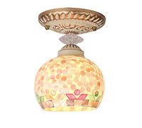 IUokLU Lámpara De Techo Pequeña para Pasillo, Estilo Tiffany, Estilo Antiguo, Semiempotrada, con Vitrales, para Cocina, Baño Y Exterior (B, Diámetro: 15 Cm)